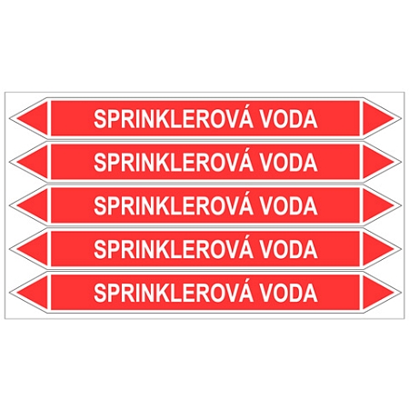 Značení potrubí, sprinklerová voda
